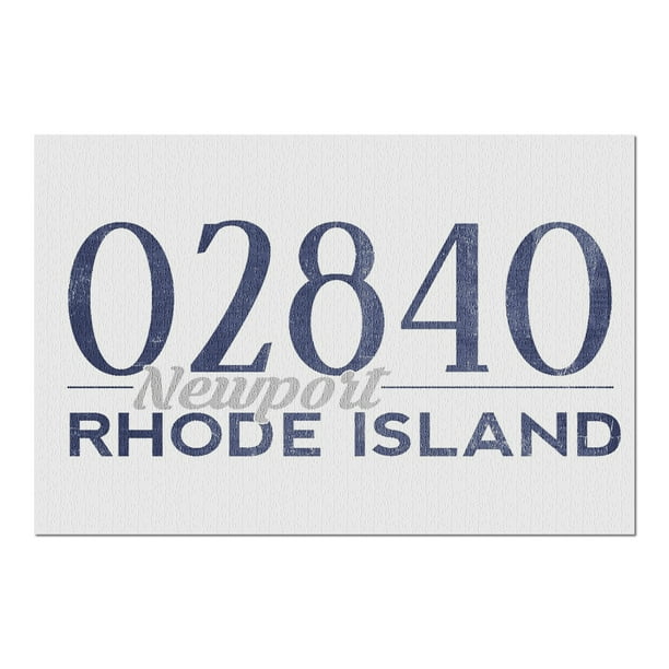 Newport, Rhode Island - 02840 Zip Code (Blue) (20x30 Premium 1000 Piece Jigsaw Puzzle, Made in ...