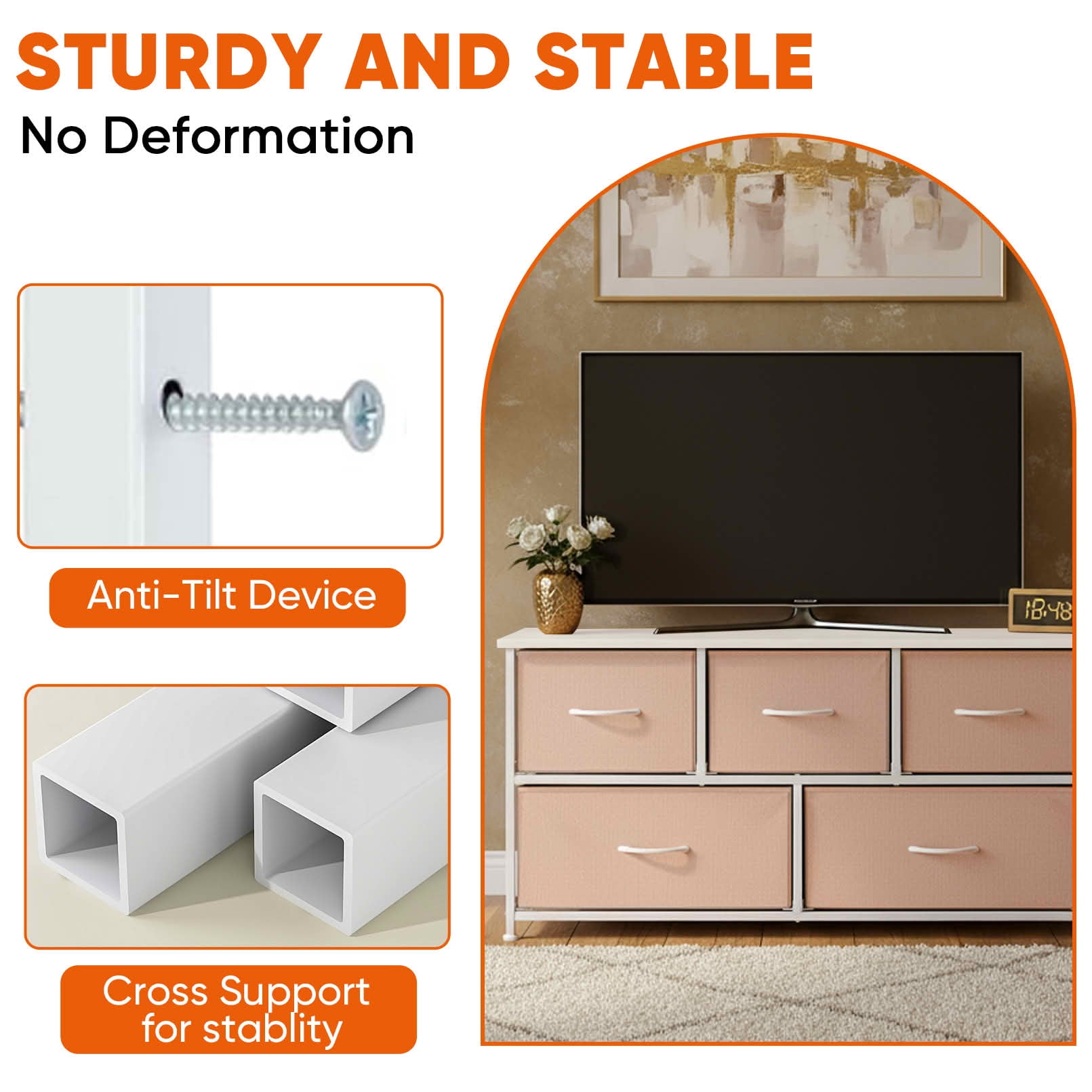 MAYEERTY Fabric Drawer Nightstand with Wooden Top, Multifunctional Storage Dresser Cabinet for Closet Bedroom Hallway