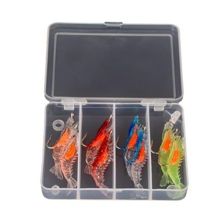 1 Set 6cm/3g Soft Shrimp Bait Simulation Sharp Hook Angling Soft Rubber Road Bait Luminous Shrimp Bait Outdoor Fishing