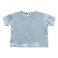 thumbnail image 3 of CYRBOKO Outfit Sets for Boys, Drawstring Elastic Waist Short Sleeve Cotton T-Shirt with Shorts Light Blue Size 6 T, 3 of 8