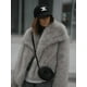 thumbnail image 3 of Chaqueta de cuello esponjoso con bolsillo de piel falsa para mujer, abrigo grueso y cálido de manga larga para mujer, prendas de vestir exteriores de felpa para mujer 2024, 3 of 5