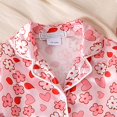 thumbnail image 3 of SonxaHe Toddler Girls Homewear Outfits Cartoon Heart Prints Long Sleeve Lapel Shirt Pant Valentine's Day Satin Silk Outfit Set Pink,Sized 4-5, 3 of 8