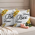 thumbnail image 2 of Honey Bee Pillow Covers 2 Pack Spring Flowers Farm Plants Watercolor Bee Wood Grain Pillowcase Waterproof Outdoor Throw Pillow Cover for Patio Garden Square Cushion 20”x20”, 2 of 9