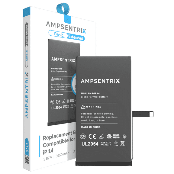 Replacement Extended Capacity Replacement Battery Compatible With iPhone 14 (AmpSentrix Basic Extended)