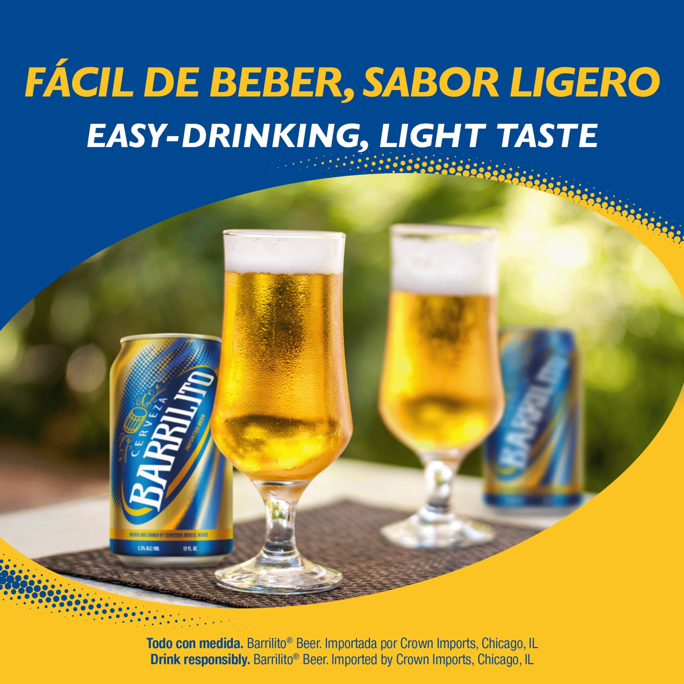 Barrilito Cerveza Mexican Import Beer, 12 pack of 12 fl. oz. cans, 3.3% ABV