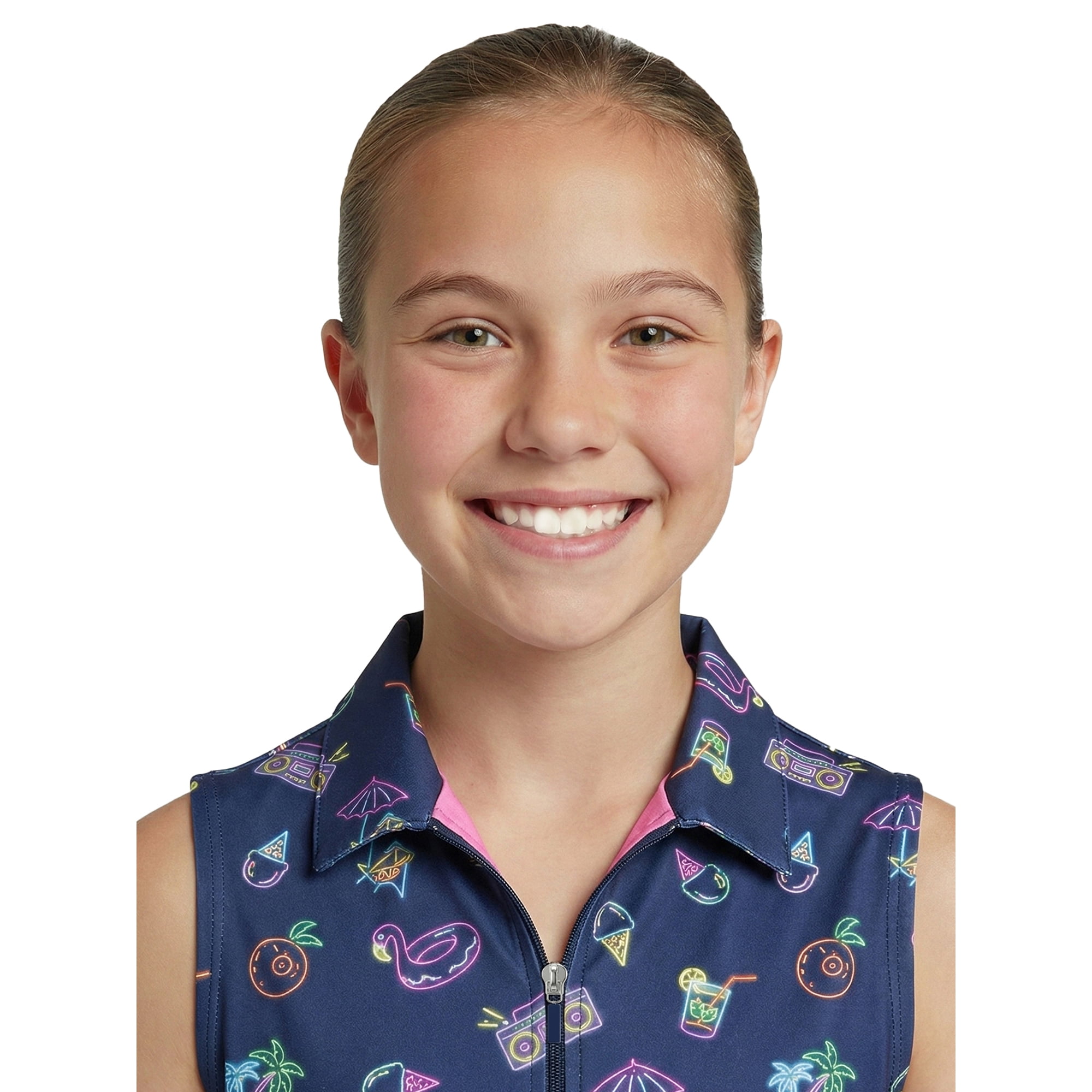 Birdie Bound Girls Neon Pool Party Sleeveless Polo Dress, Sizes XS-XL