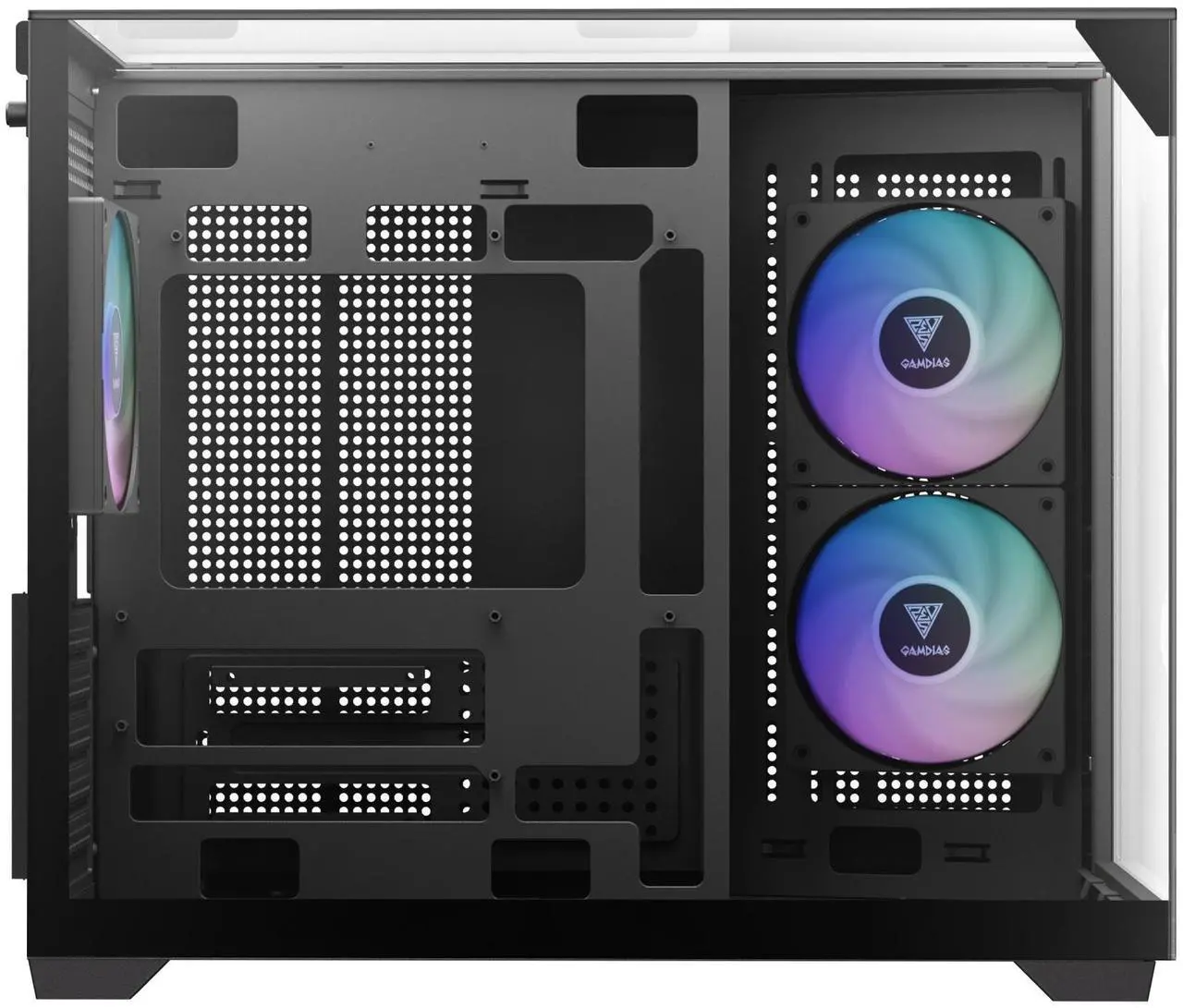 Gamdias ATLAS M3M 3-side glass pc case micro-ATX mATX min-ATX iTX, 3x120mm ARGB fans PWM, 400mm GPU