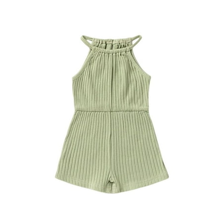 

Toddler Romper Halter Jumpsuit Solid Color Lace Up Children Jumpsuits Outdoor Wear Child Newborn Playwear Summer Sunsuit