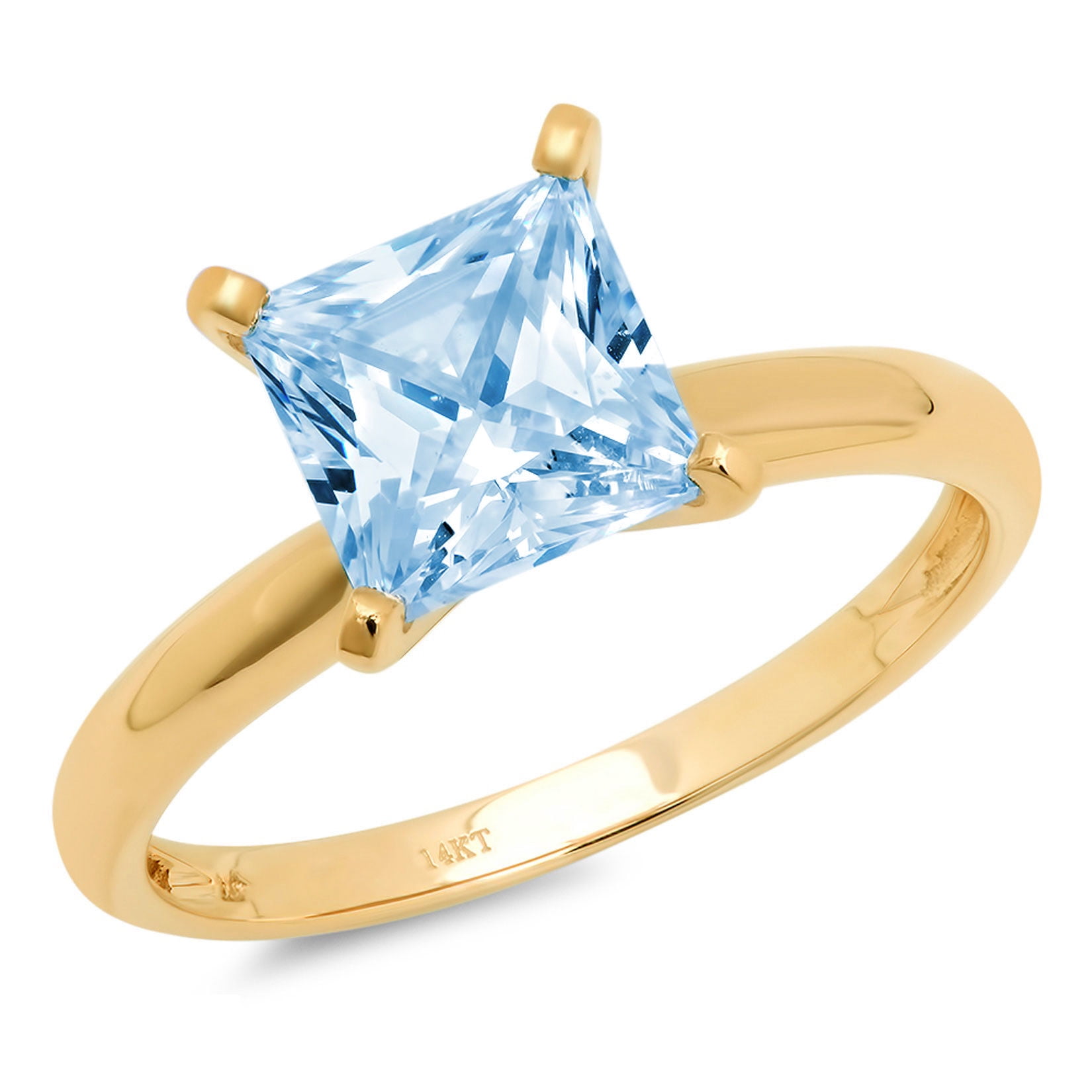 1.5 ct Brilliant Cushion Cut VVS1 Natural London Blue Topaz Yellow Solid 14k or 18k Gold Robotic Laser Engraved Handmade Solitaire Ring