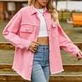 thumbnail image 5 of wycnly 2023 Winter Womens Denim Jacket Womens Lightweight Denim Jacket Vintage Distressed Ripped Boyfriend Jean Jacket Coat Casual Solid Long Sleeve Button Pocket Denim Outwear Up to 65% off, 5 of 7