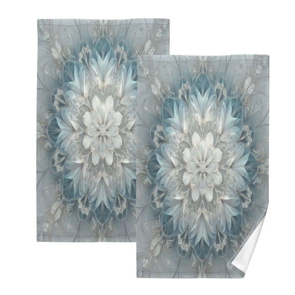 2 Pack 100% Cotton Towels Soft Absorbent Towel Set for Bathroom Beach Sports 16x28in Swirls Of Light Blue