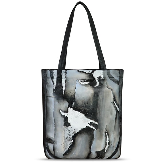 Hand Painted Genuine Leather Large Tote Bags for Women Vintage Shoulder Bag