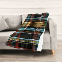 Black Plaid Pattern Throw Blanket 60" x 90" Soft and Warm Blankets for Couch Sofa and Bed