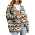 thumbnail image 6 of dGslk Womens Christmas Button Down Cardigan Sweater Long Sleeve Reindeer Tree Pattern Knit Casual V Neck Holiday Top Beige XL, 6 of 6