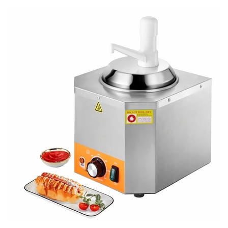 2.4L Electric Cheese Warmer with Pump, Commercial Hot Fudge Dispenser 86-230°F, Stainless Steel Sauce Warmer for Nacho Cheese, Caramel, Chili