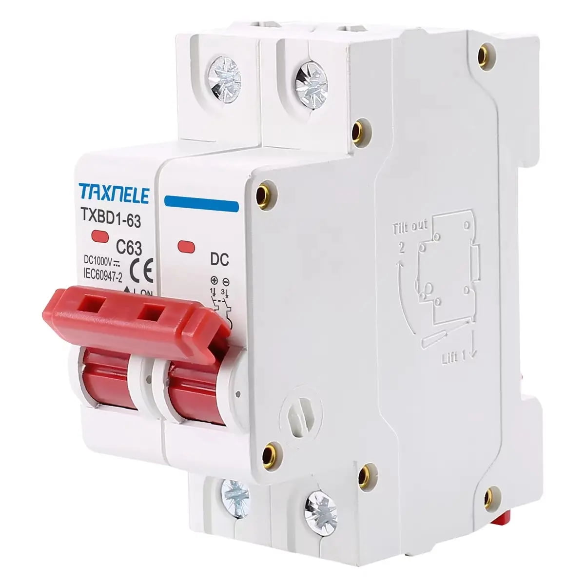 DC 1000V 2P Solar Mini DC Circuit Breaker Battery Switch 6A 10A 16A 20A 25A 32A 40A 50A 63A DC MCB for Photovoltaic PV System