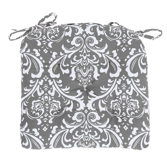 Handmade Cotton Chair Pads Cushions Seat Pad with Ties 16''x16'' for Dinning Kitchen Living Room Chairs Office Chair Bench Thick Reversible Damask Design U Shape (Set of 2)