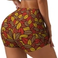 thumbnail image 2 of Sigee Fall Leaves Print Women's High Waist Workout Shorts - Squat Proof, Tummy Control, Yoga and Gym Activewear-Small, 2 of 9