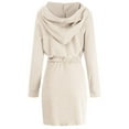 thumbnail image 4 of Femmes à Capuche à Fermeture Éclair Robe à Manches Longues Taille Cordon de Mode Hoodie de Couleur Unie Robes de Pull, 4 of 7