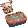 thumbnail image 2 of Leakproof Compartment Lunch Container, Stainless Steel Bento Box with Secure Lids, Portable Food Storage for Office Picnic, Removable Tray, Dishwasher Safe, A Bento Box, 2 of 4