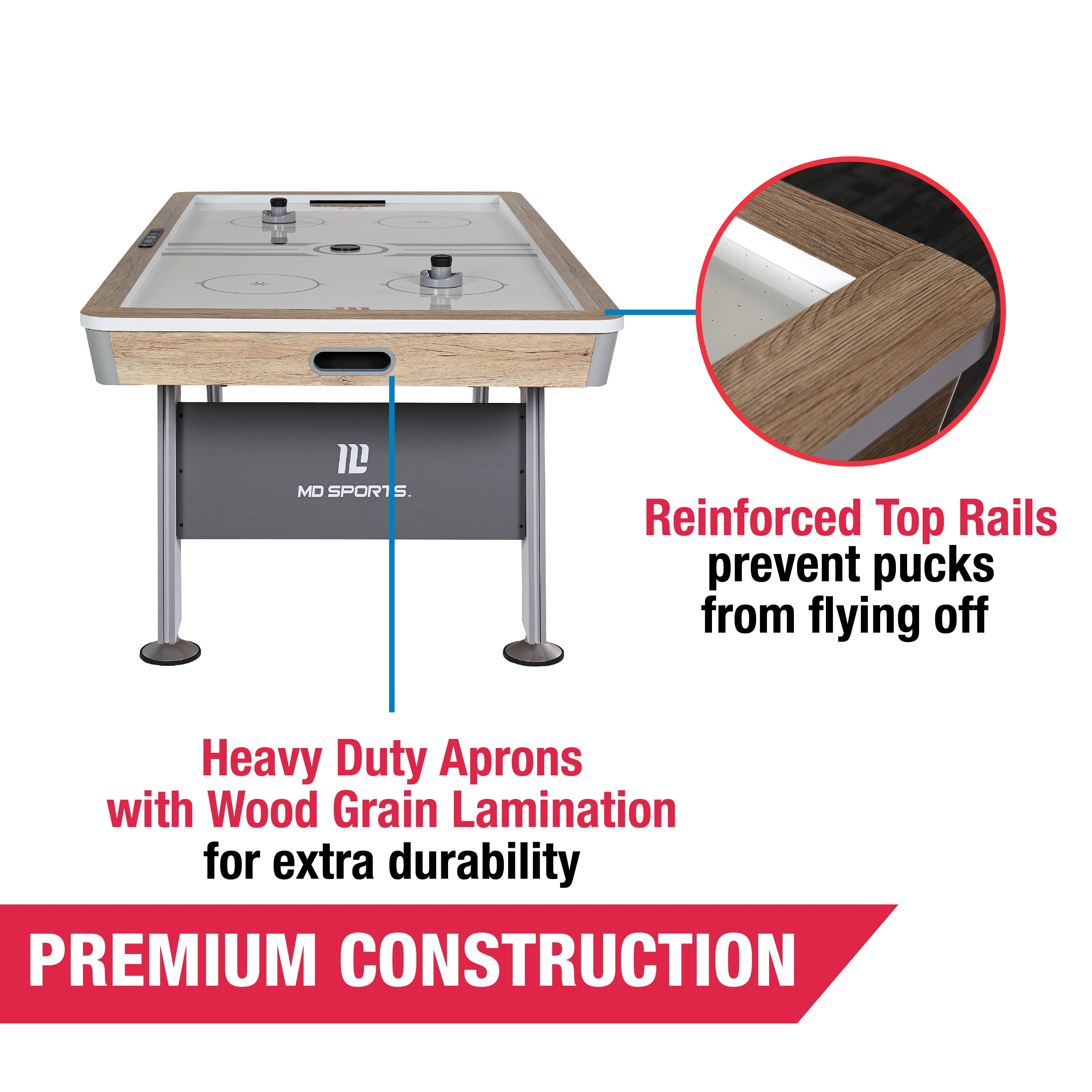 7 ft. Hinsdale Air Hockey Table With Pusher and Puck Set by MD Sports