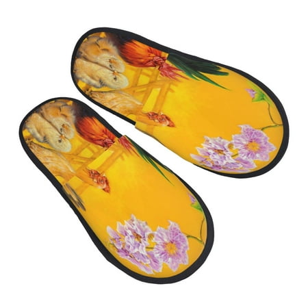 

Bingfone The Chicken Family House Slippers For Women Men With Soft Rubber Sole Slip On For Indoor/Outdoor-Large
