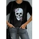 thumbnail image 3 of ABPHQTO Camiseta gráfica con estampado de calavera informal negra para mujer, 3 of 5