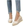 thumbnail image 6 of HAOTAGS Dressy Wedge Sandals for Women Slide Sandals High Heel Closed Toe Breathable Walking Shoes Beige Size 9, 6 of 6
