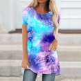thumbnail image 2 of Pisexur Hauts d'Été Décontractés pour Femmes Imprimé Marbre Longline Col Rond Manches Courtes Tunique Fluide à Porter avec Leggings T-Shirts Amples, 2 of 5