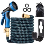25FT Expandable Water Hose – Flexible Lightweight No-Kink Garden Hose for Outdoor Watering, Car Wash, Lawn & Yard with Leakproof Brass Fittings, Durable Expanding Water Hoses