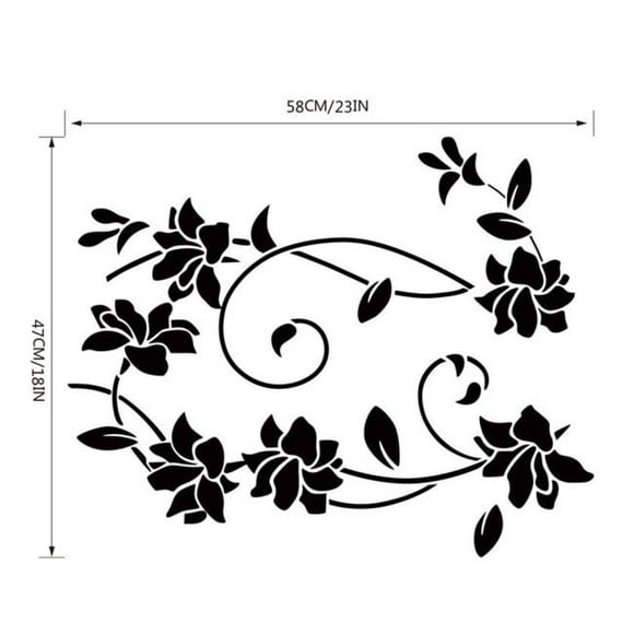 PVCS New Wall Sticker Flower Vine Decals Black Mural Removable Vinyl Art Home Decor for Home Decor