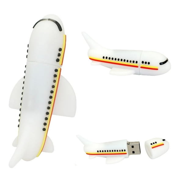 Plane Flash Drive - Airplane Flashdrive - Airplane USB Drive - Airplane USB Flash Drive - Storage for Students (White Airplane)