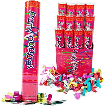 Confetti Cannons 12in Air Compressed Party Poppers Pkg/24