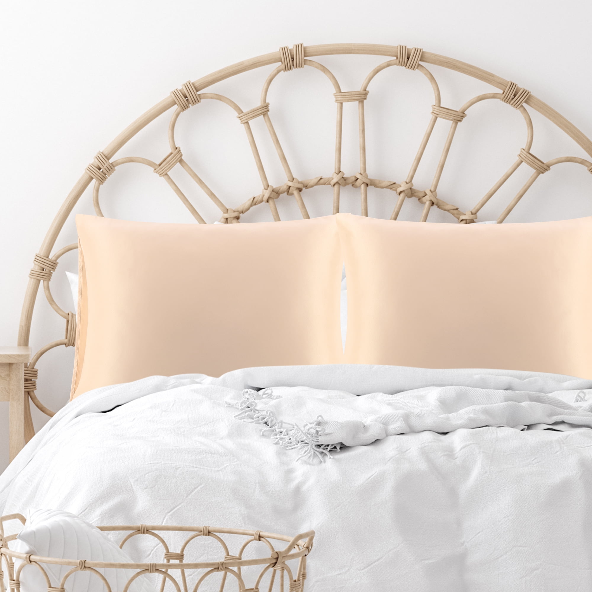 Unique Bargains 4 Pack Satin Pillowcases for Hair and Skin, Light Tan King