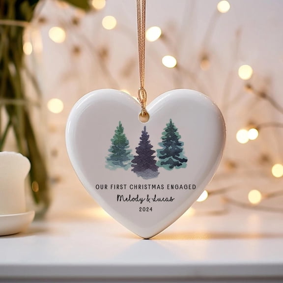 engaged ornament 2025 - personalized engagement gift for couple - Christmas ornament - housewarming gift