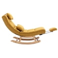 thumbnail image 6 of Rocking Chaise Lounge Indoor, Upholstered Glider Lounge Chair with Headrest, Lumbar Pillow and Adjustable Footrest, Accent Recliner Rocking Chair for Living Room, Bedroom, Yellow, 6 of 9