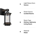 thumbnail image 5 of 1-Light Wall Sconce, Dark Bronze, Dark Wood Finish Accents, Seeded Glass Shade, Wall Lights for Bedroom, Kitchen Sconces Wall Lighting, Wall Lights for Living Room, Dimmable, 5 of 5