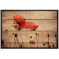 thumbnail image 2 of IDEA4WALL Framed Canvas Wall Art Red Poppy Field on Wood Panels Nature Wilderness Mixed Media Modern Art Print Rustic Relax/Calm Multicolor for Living Room, Bedroom, Office - 16"x24" Black, 2 of 5