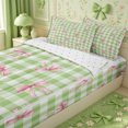 thumbnail image 3 of Erosebridal Preppy Watercolor Bow Zipper Twin Comforter Sets with Fitted Sheet and 2 Pillowcases,Classic Gingham Backdrop Zipper Bedding Set,Green Pink,4-Piece,Reversible, 3 of 6