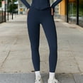thumbnail image 2 of High-Waisted Ribbed Fitness Leggings - Large, Navy, 2 of 6