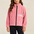 thumbnail image 4 of Boys Girls Fall Winter Solid Stand Collar Full Zip Fleece Jacket With Side Pockets, Soft Casual Coat,Pink, 4 of 9