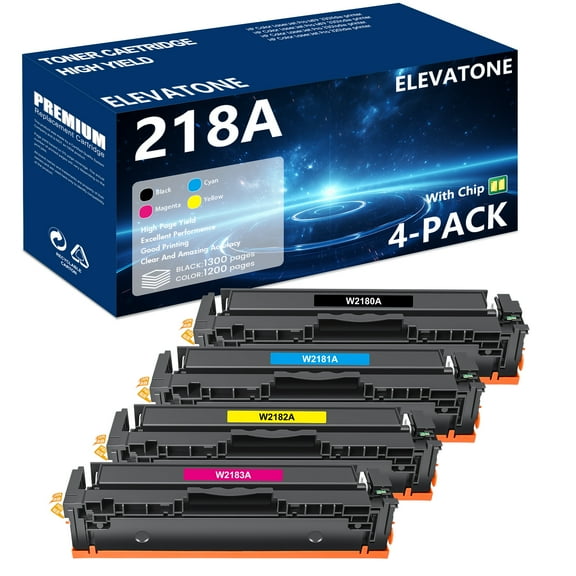 218A Toner Cartridge Color 4 Pack with Chip Compatible for HP Laserjet Pro MFP 3301fdw 3301sdw 3301cdw 3201dw Compatible for HP 218A W2180A 3301fdw 218X W2180X Printer Ink