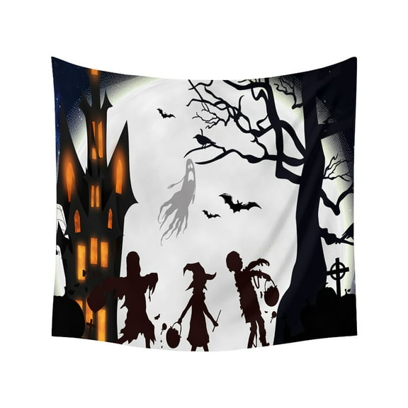 CASAFUN Halloween Car Bohemian Tapestry Wall Hanging, Pumpkin Witch Tapestry with Light Room Decoration Background, Wall Decor Blanket for Bedroom Home Dorm