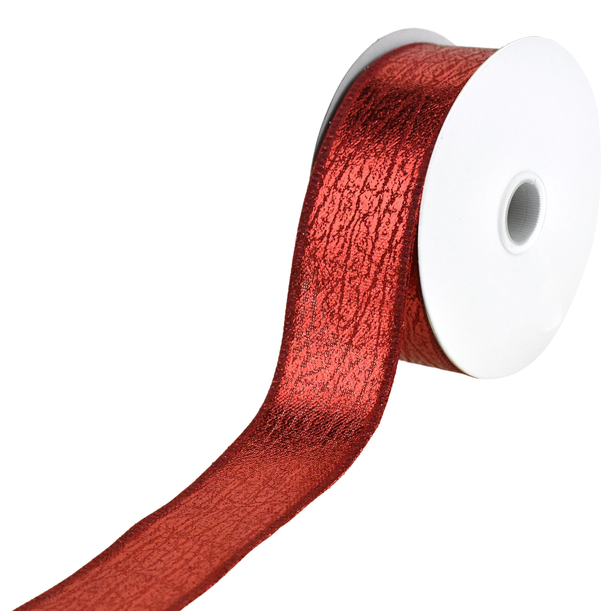 2.5 Red Velvet Ribbon Gold Metallic Lame Back Wired Edges 10 Yard Roll 