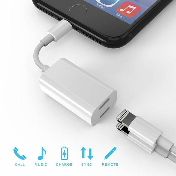 Iphone7 Adapter Splitter Goopro 2 In 1 Dual Lightning Headphone Audio Charge Adapter For Iphone 7 7 Plus Iphone 8 Iphone X Walmart Com Walmart Com
