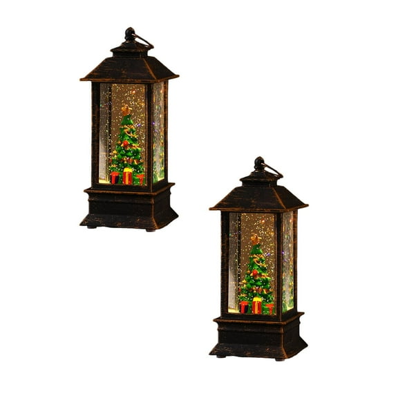 2Pcs Christmas Snow Globe Battery Operated Led Light Water Glittering Santa Snowman Hanging Night Lamp Decoration Ornament 200Ml Night Lights