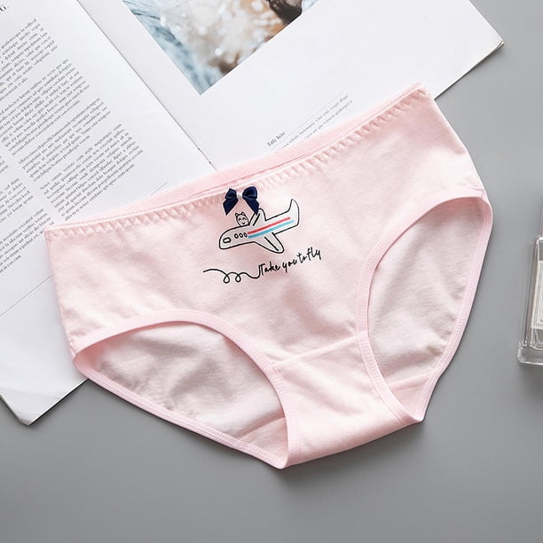 Calzoncillos para mujer, mezclas de algodón, ropa interior dulce con lazo elástico Eccomum Rosa L