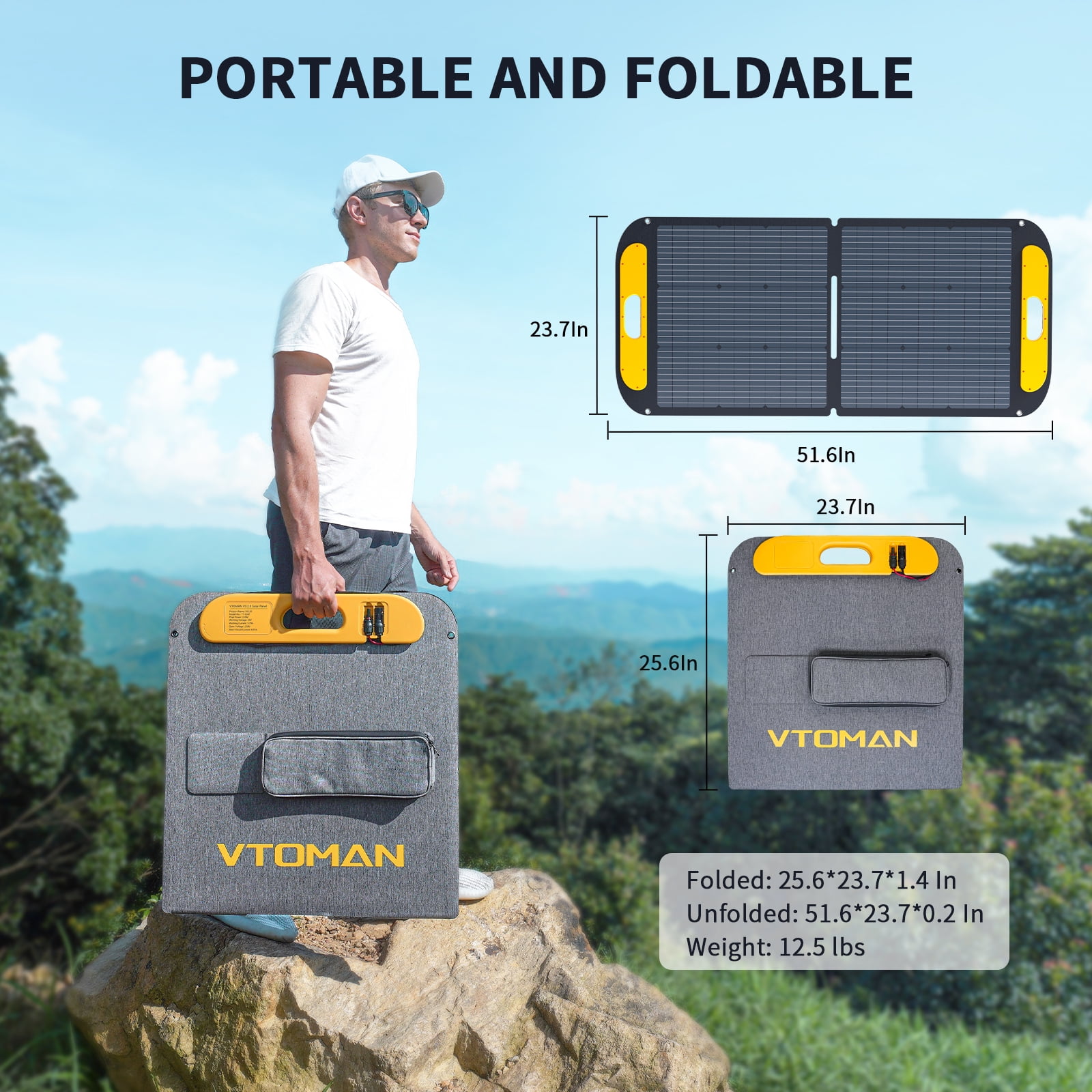  VTOMAN Jump 600X Solar Generator with Panels Included,  600W/299Wh Durable LiFePO4 Portable Power Station with 600W Constant-Power,  Regulated 12V DC, PD 60W Type-C for Home & RV/Van Camping(2 Parcels) 