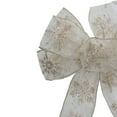 thumbnail image 3 of Northlight 14" x 9" Sheer and Gold Snowflake 6 Loop Christmas Bow Decoration, 3 of 3