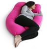 PharMeDoc Full Body Pregnancy Pillow - U Shaped Body Pillow - Maternity Pillow for Pregnant Women w/ Detachable Extension, Dark Pink
